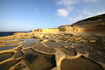 Traditional salt crafts on the island of Gozo. Malta