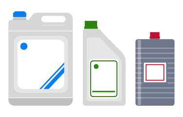 Containers for household chemical liquids, vector illustration. 