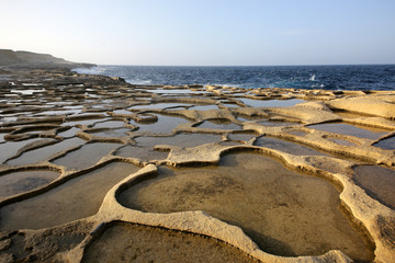 Traditional salt crafts on the island of Gozo. Malta
