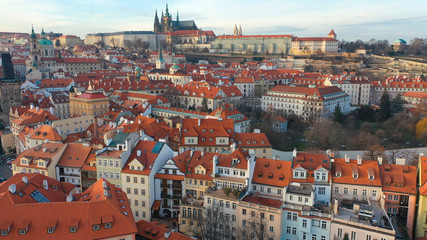 Naklejka na ściany i meble Aerial view of Prague Castle and the Old Town Quarter, Prague, Czech Republic