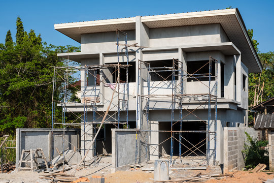 two storey houses are under construction in Thailand, modern house design.
