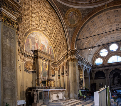 Milan, church of Santa Maria at San Satiro. Perspective illusion of the apse. Bramante