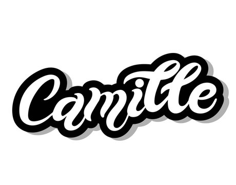 Camille. Woman's name. Hand drawn lettering. Vector illustration. Best for Birthday banner