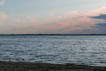 beautiful dawn of the sun on the sea
