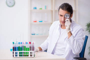 Young male chemist working in the lab