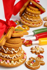 Christmas gingerbread bell and cookies