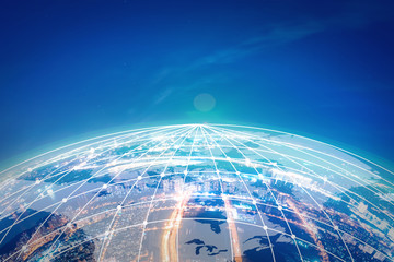 Modern city with wireless network connection concept