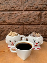 Valentine's day. Sweet couple on brown background