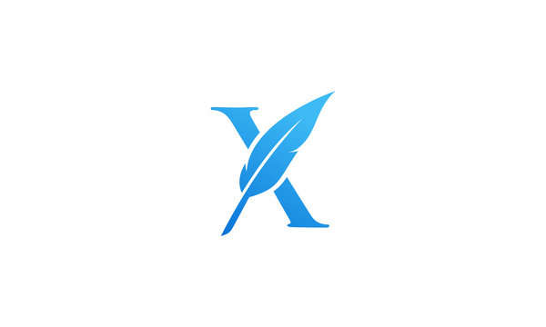 X logo with feather stock image
