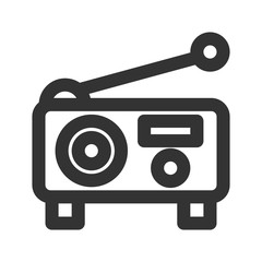 Icon radio in line style. vector illustration and editable stroke. Isolated on white background.