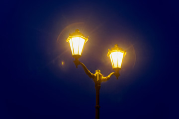 Victorian Street Lamps Illuminating The Night Sky