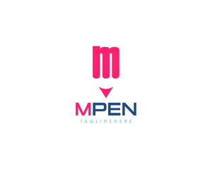 Initial Letter M Pen Education learning logo design template