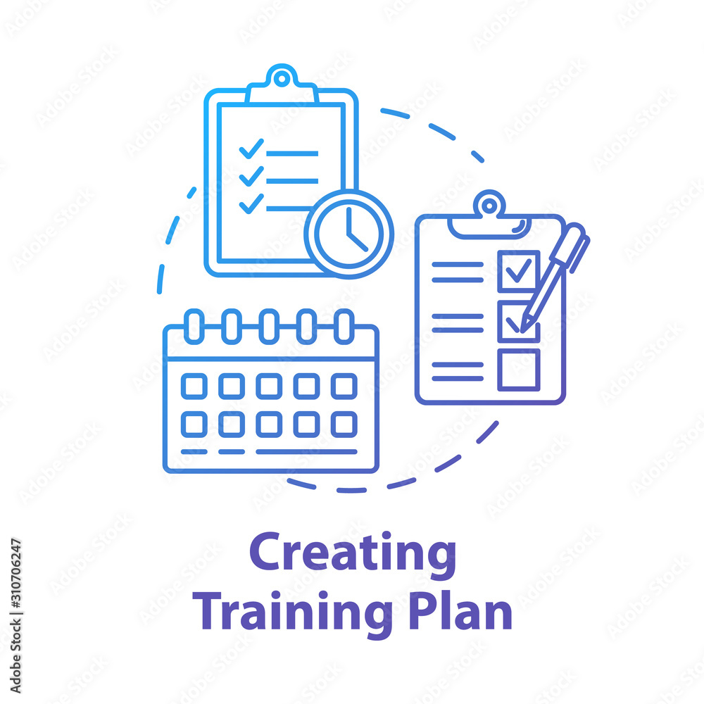 Poster creating training plan concept icon. task list and deadlines. effective planning. time management. s
