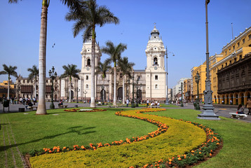 Basilica Cathedral of Lima, the Landmark on Plaza Mayor Square in Lima, Peru, South America