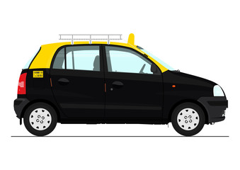 Side view of Indian taxicab. Vector.