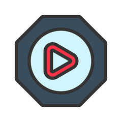 Icon play button in lineal color style. vector illustration and editable stroke. Isolated on white background.