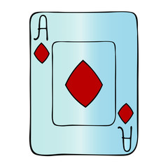 Color illustration card playing ace tambourine. Face. Divination. Show magic tricks. Play the fool and poker. Gambling