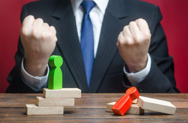 Businessman enjoys his victory over an opponent. Winner in competition, diplomatic success,...