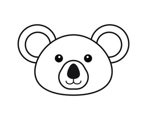 Obraz premium Vector flat black outline koala face isolated on white background