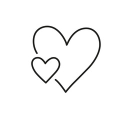 Hand drawn black hearts isolated on white background. Vector illustration. Scribble heart. Love concept for Valentine's Day