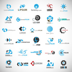 Abstract Element Icon Set. Vector Isolated On Gray. Abstract Element Logo For Company And Busines Symbol, Tech Icon And Element Design. Creative Icons For Corporate Logo. Abstract Modern Template