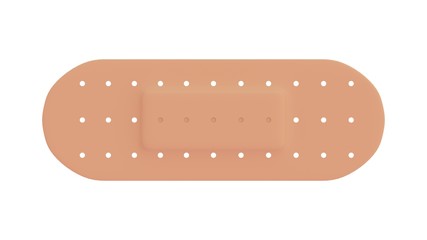 Adhesive bandage isolated on white background, green. Adhesive plaster.