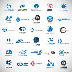 Abstract Element Icon Set. Vector Isolated On Gray. Abstract Element Logo For Company And Busines Symbol, Tech Icon And Element Design. Creative Icons For Corporate Logo. Abstract Modern Template
