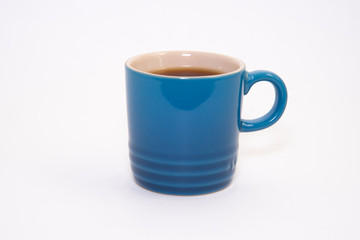 Blue cup of coffee