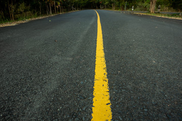 Road through an autumn forest, An autumn forest with a road, nice forest road, Road with Bike Path in forest