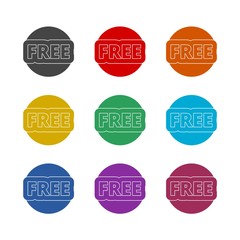Free button color icon set isolated on white background