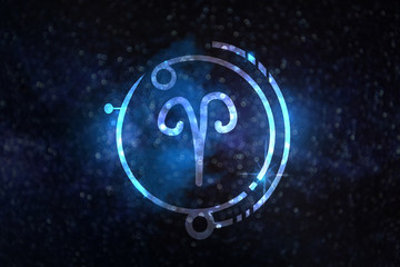 Astrology sign Aries against starry sky