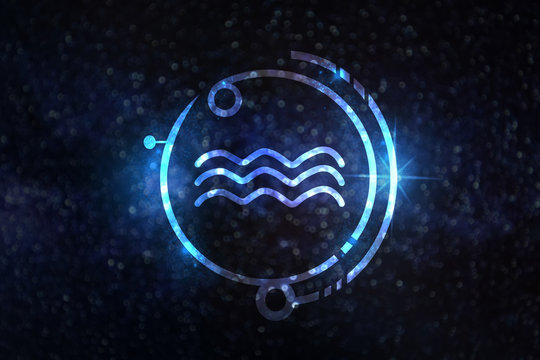 Astrology sign Aquarius against starry sky - Powered by Adobe