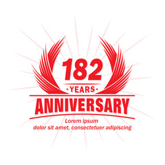 182 years logo design template. 182nd anniversary vector and illustration.