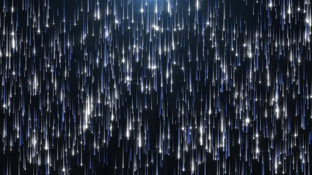 Blue glitter texture sparkles flying on dark background. 4k glittering footage. Abstract animation backdrop.