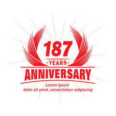187 years logo design template. 187th anniversary vector and illustration.