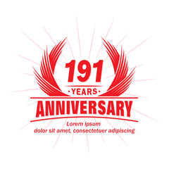 191 years logo design template. 191st anniversary vector and illustration.