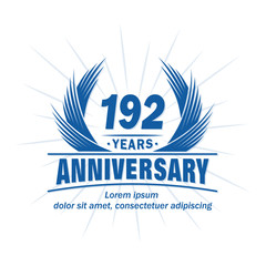192 years logo design template. 192nd anniversary vector and illustration.