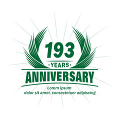 193 years logo design template. 193rd anniversary vector and illustration.