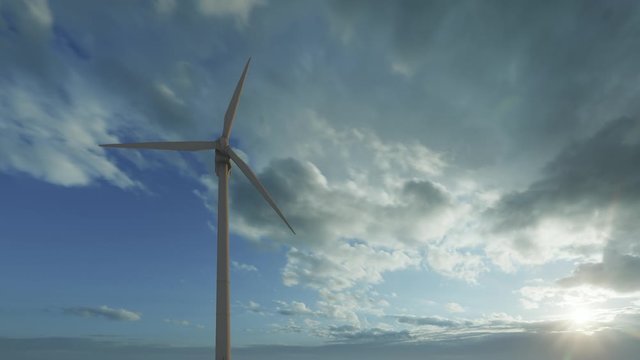 Abstract wind generator for banner design. Eco, green energy. 3d illustration 4k