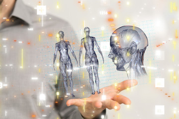 medical network connection with modern virtual screen, medical technology network concept.