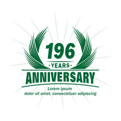 196 years logo design template. 196th anniversary vector and illustration.