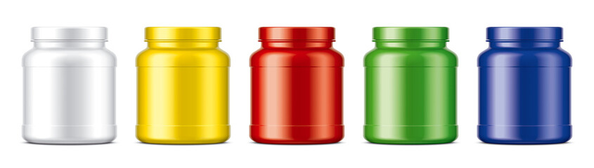 Set of plastic Jars. Colored Matt surface version. 