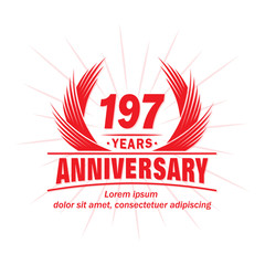 197 years logo design template. 197th anniversary vector and illustration.
