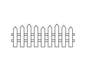 Vector flat outline garden fence isolated on white background