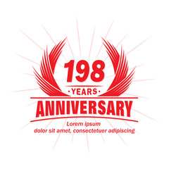 198 years logo design template. 198th anniversary vector and illustration.