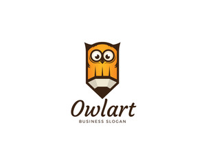 Owl pencil logo design