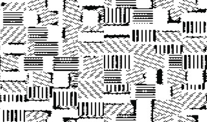 Obraz premium Full Seamless Modern Abstract Pattern Vector. Classic Black and White Design Fabric Print Background illustration for textile.