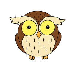 Vector colored hand drawn doodle sketch owl isolated on white background