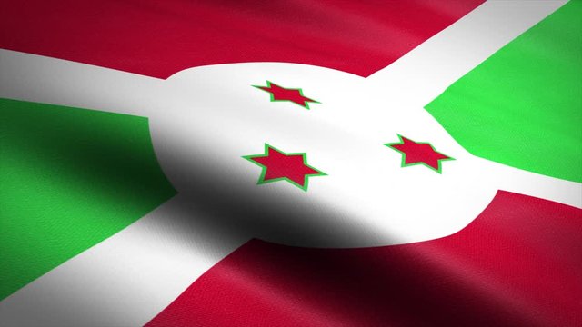 Flag of the Republic of Burundi. Waving flag with highly detailed fabric texture seamless loopable video. Seamless loop with highly detailed fabric texture. Loop ready in 4K resolution 2160p 60fps