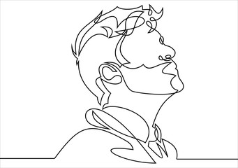 Continuous one line drawing of man portrait. Hairstyle. Fashionable men's style.